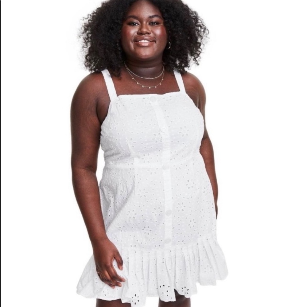 Alexis For Target Dress Size 4X White Eyelet Sleeveless Pleated Mini Lined NWT